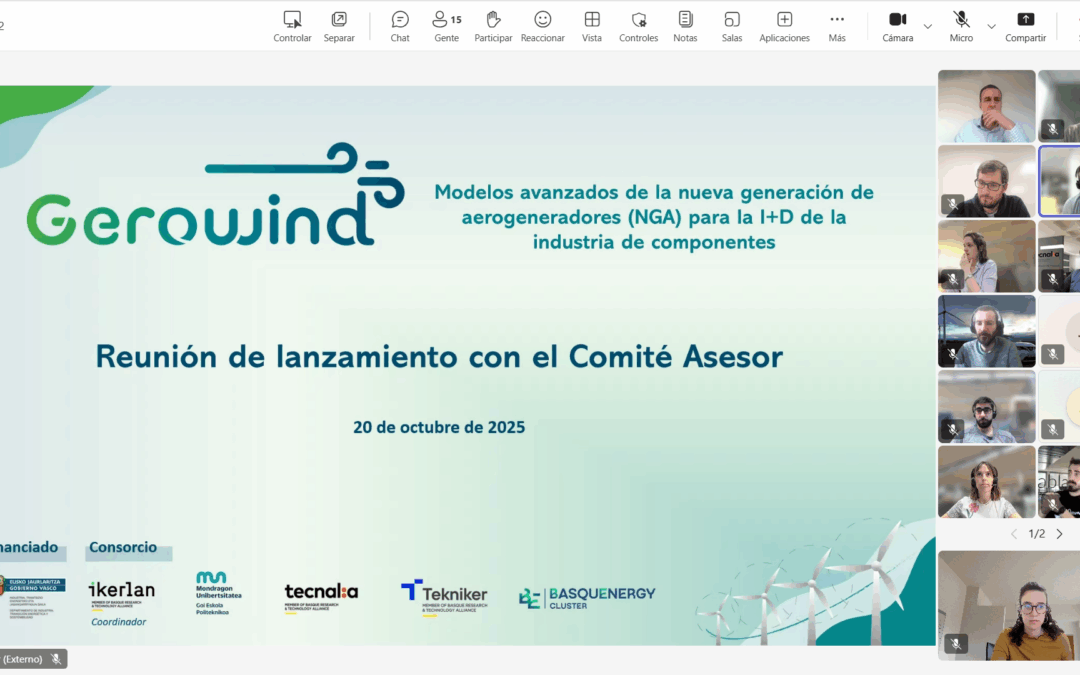 BASQUENERGY Cluster pone en marcha el Comité Asesor del proyecto ELKARTEK GEROWIND, que busca facilitar al sector vasco conocimiento estratégico y herramientas para abordar la evolución de los aerogeneradores de próxima generación