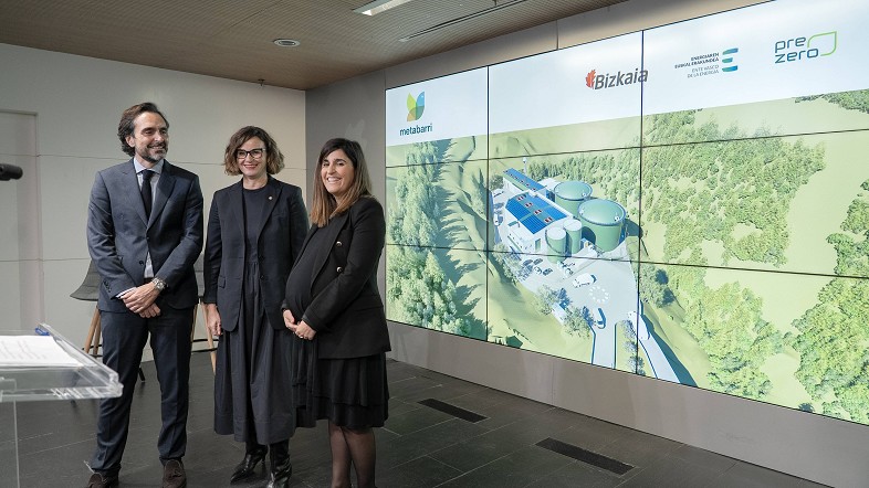 La Diputación Foral de Bizkaia, el EVE y PreZero avanzan en la construcción de la planta de biometanización Metabarri, que estará operativa en junio de 2026